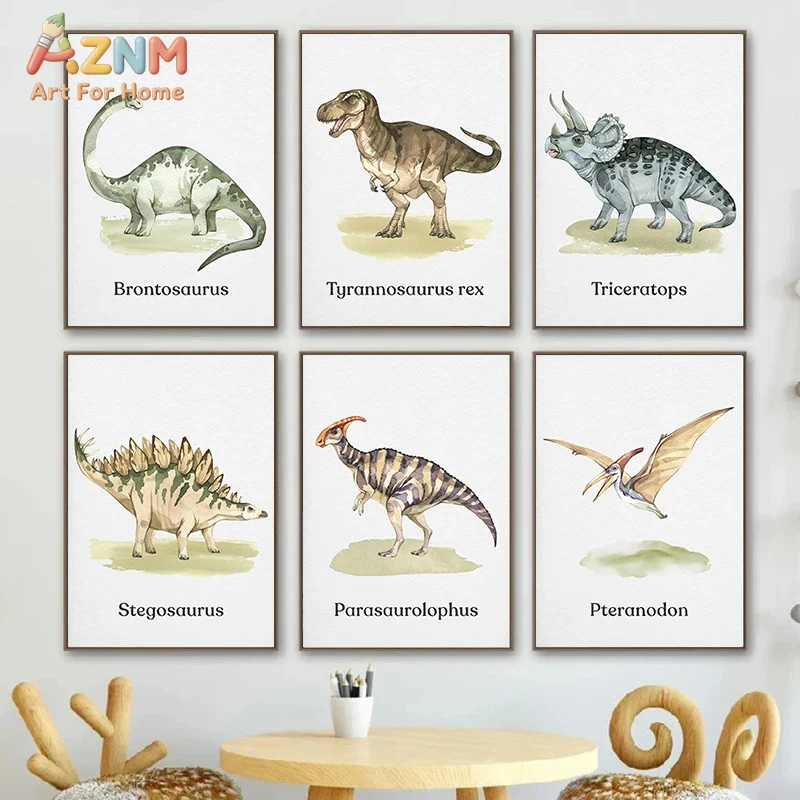 AZNM Watercolor Dinosaur Canva - đánh giá và giá Kids Education Name