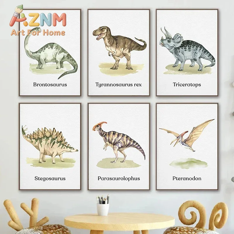 AZNM Watercolor Dinosaur Canva - đánh giá và giá Kids Education Name
